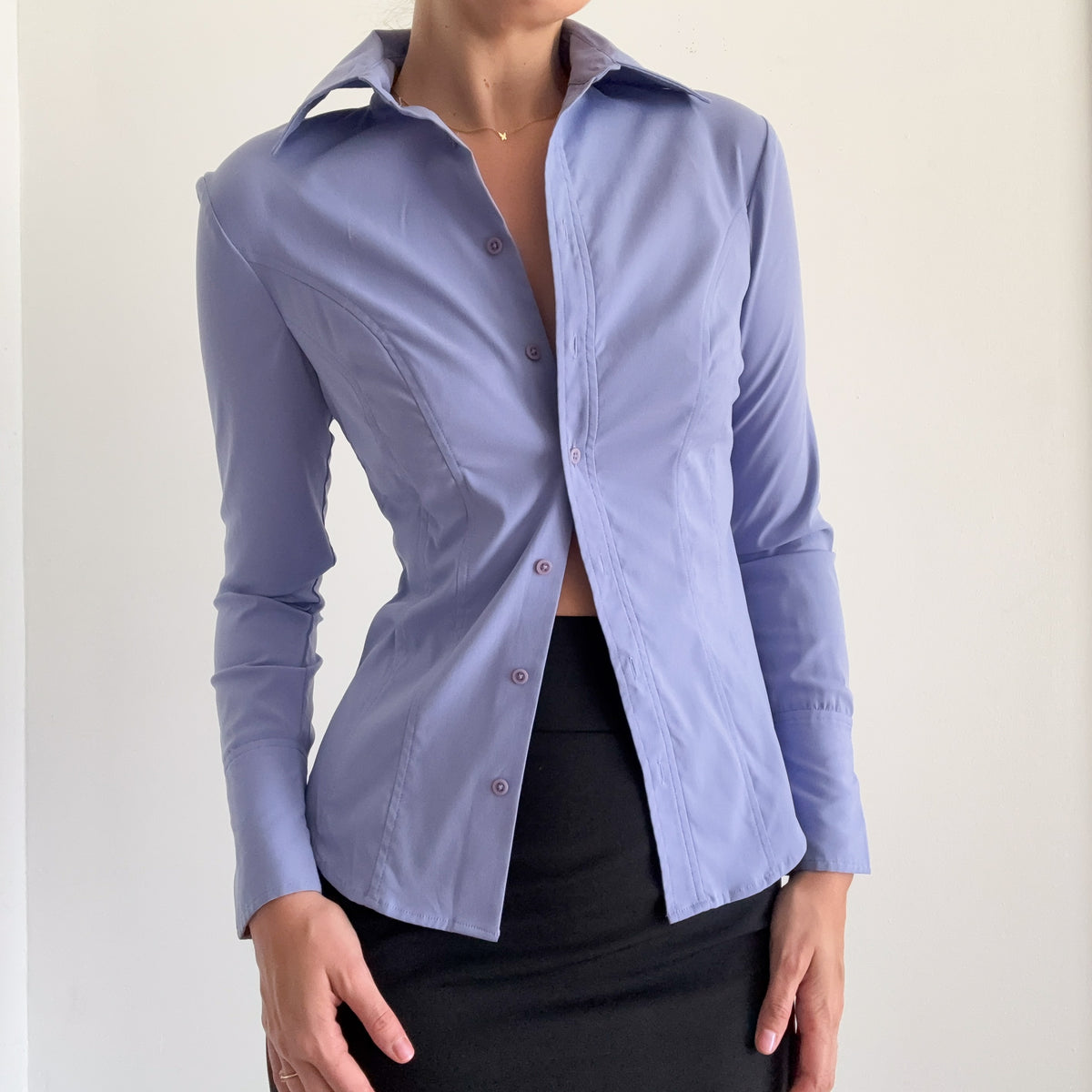 Y2K Periwinkle Button Up Blouse / SZ S