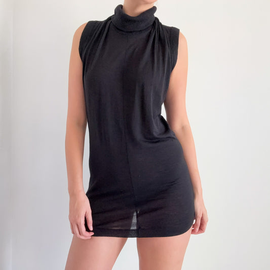 Y2K Theory Black Wool Slouchy Mini Dress / SZ S