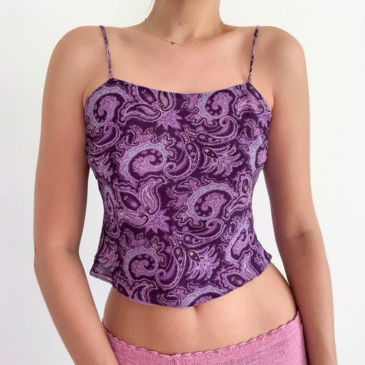 Y2K Ann Taylor Purple Paisley Silk Top / SZ S