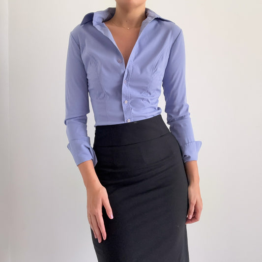 Y2K Periwinkle Button Up Blouse / SZ S