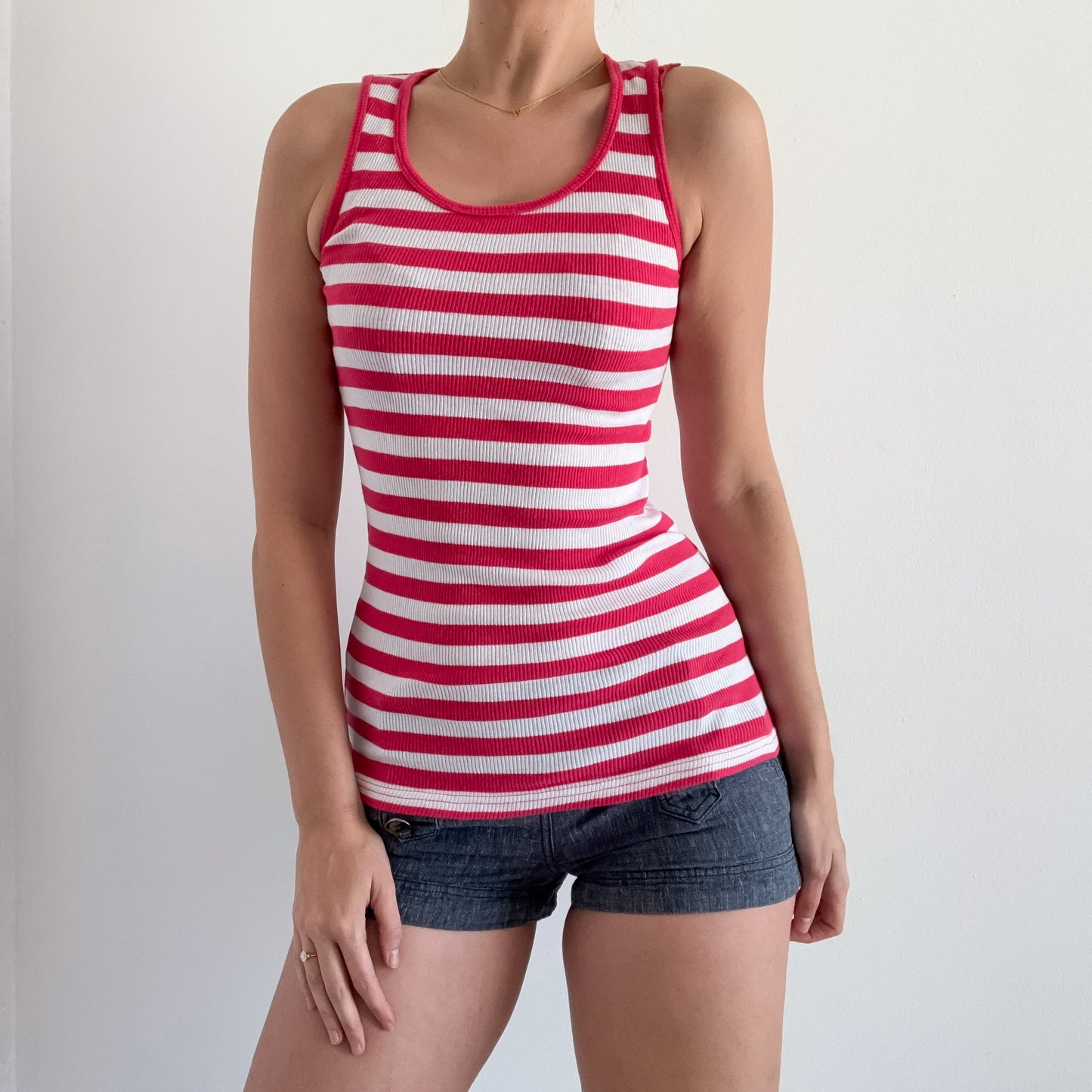 Y2K Red & White Striped Tank / SZ S-M