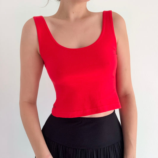 90's Express Red Cotton Crop Tank / SZ S-M