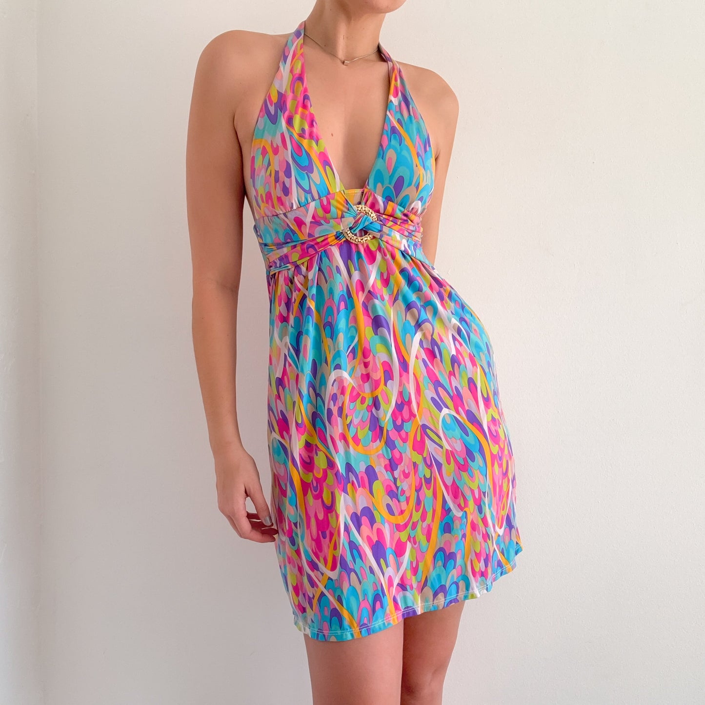 Y2K Trina Turk Multicolor Halter Dress / SZ S-M