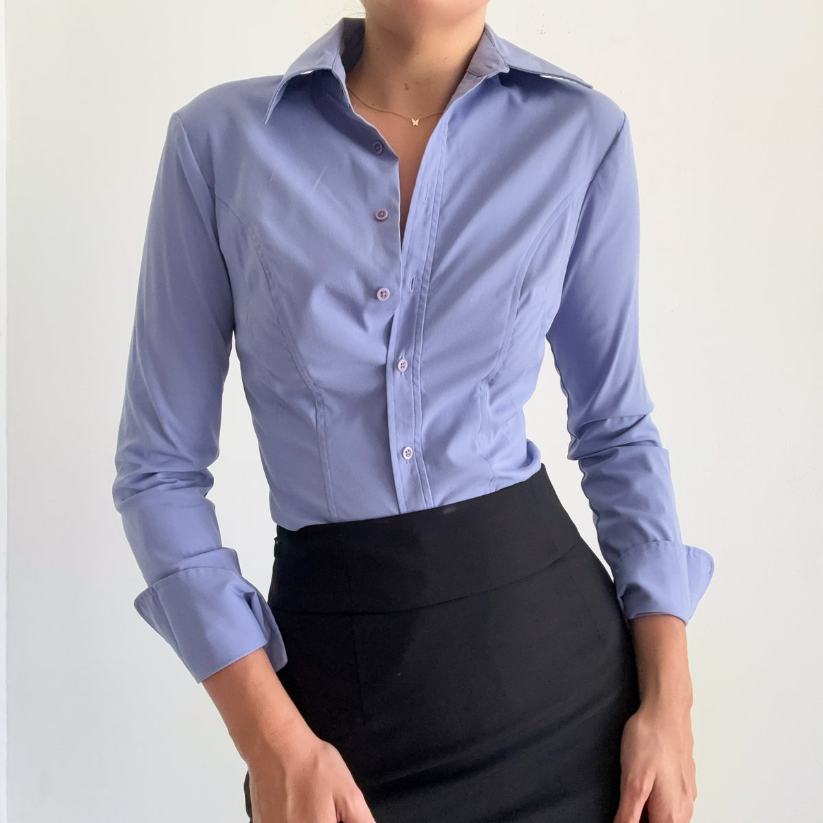 Y2K Periwinkle Button Up Blouse / SZ S