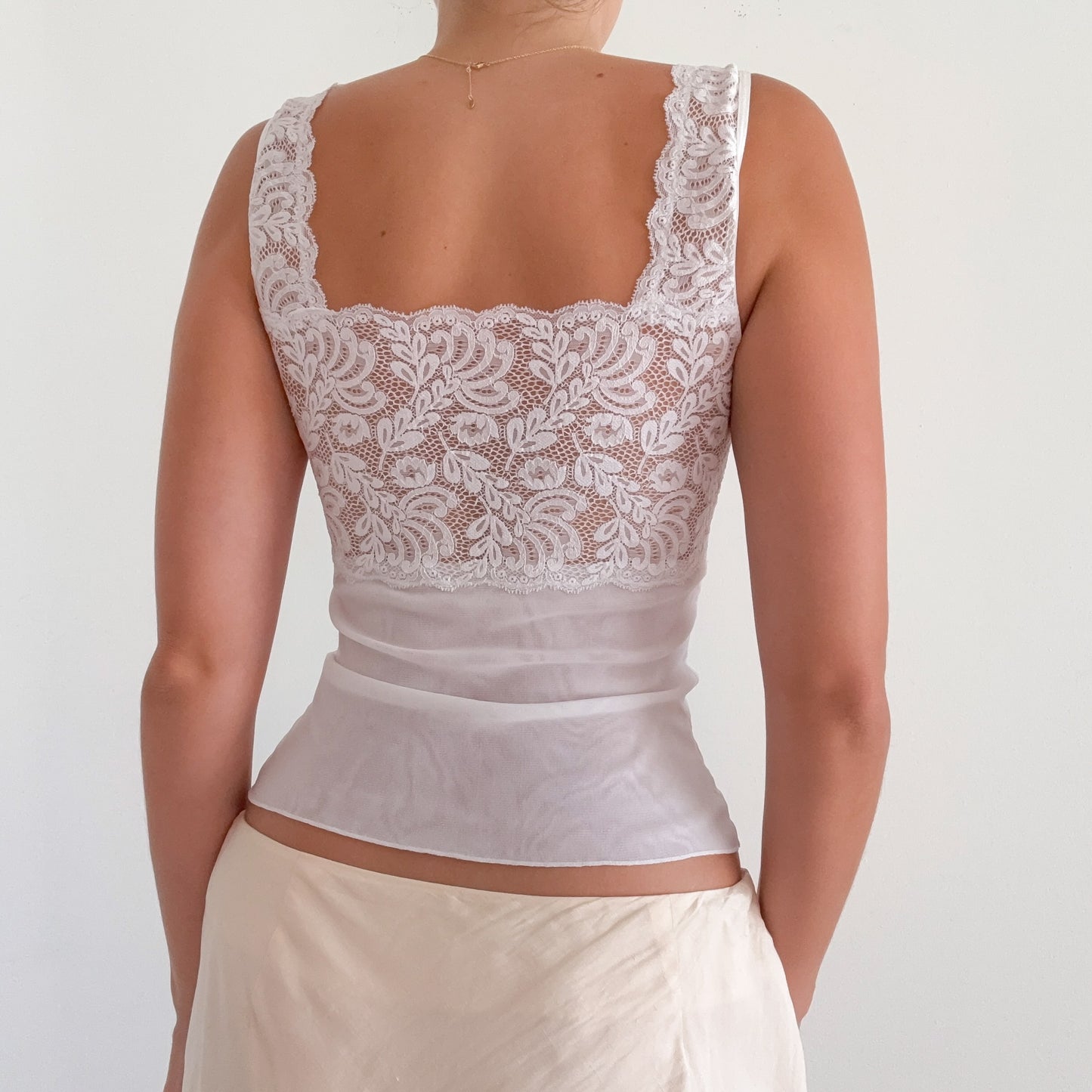 Y2K White Mesh Lace Tank / SZ XS-S