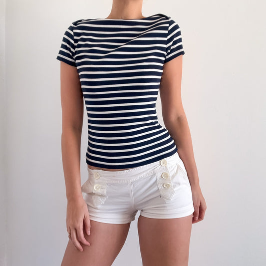 Contemporary Navy Striped Tee / SZ M