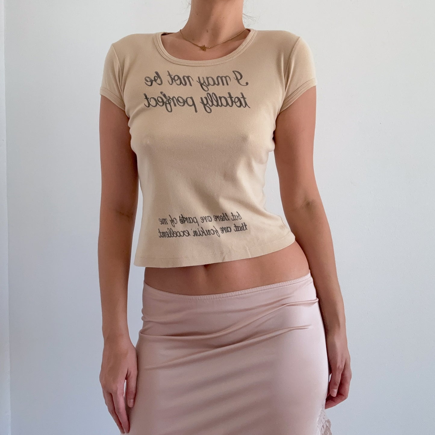 Y2K French Connection Nude Graphic Tee / SZ M