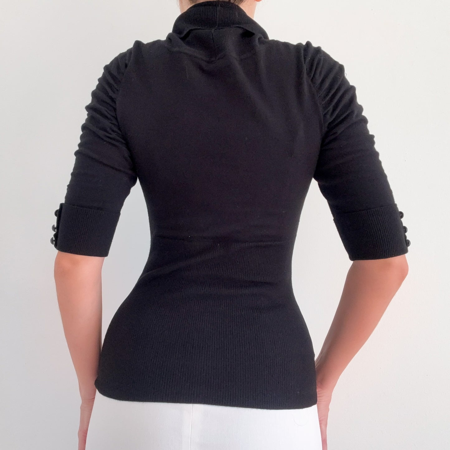 Y2K Black Knit Cowl Neck Top / SZ S/M