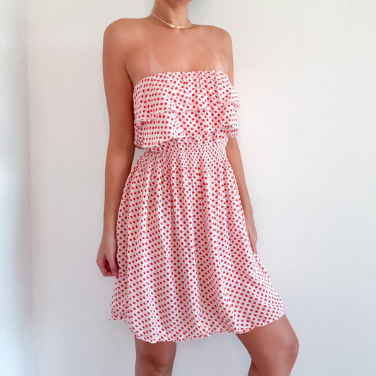 Y2K Red & Ivory Polka Dot Mini Dress / SZ M-L