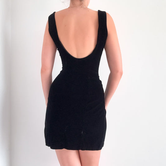 90's Rampage Black Velvet Diamond Dress / SZ 0/2