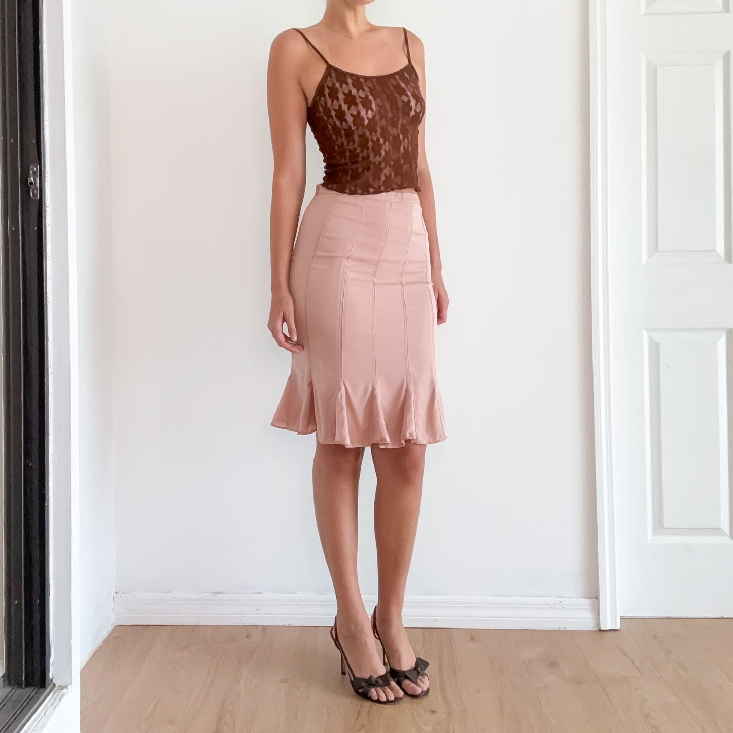 Y2K DKNY Blush Silk Mermaid Skirt / SZ 4/6