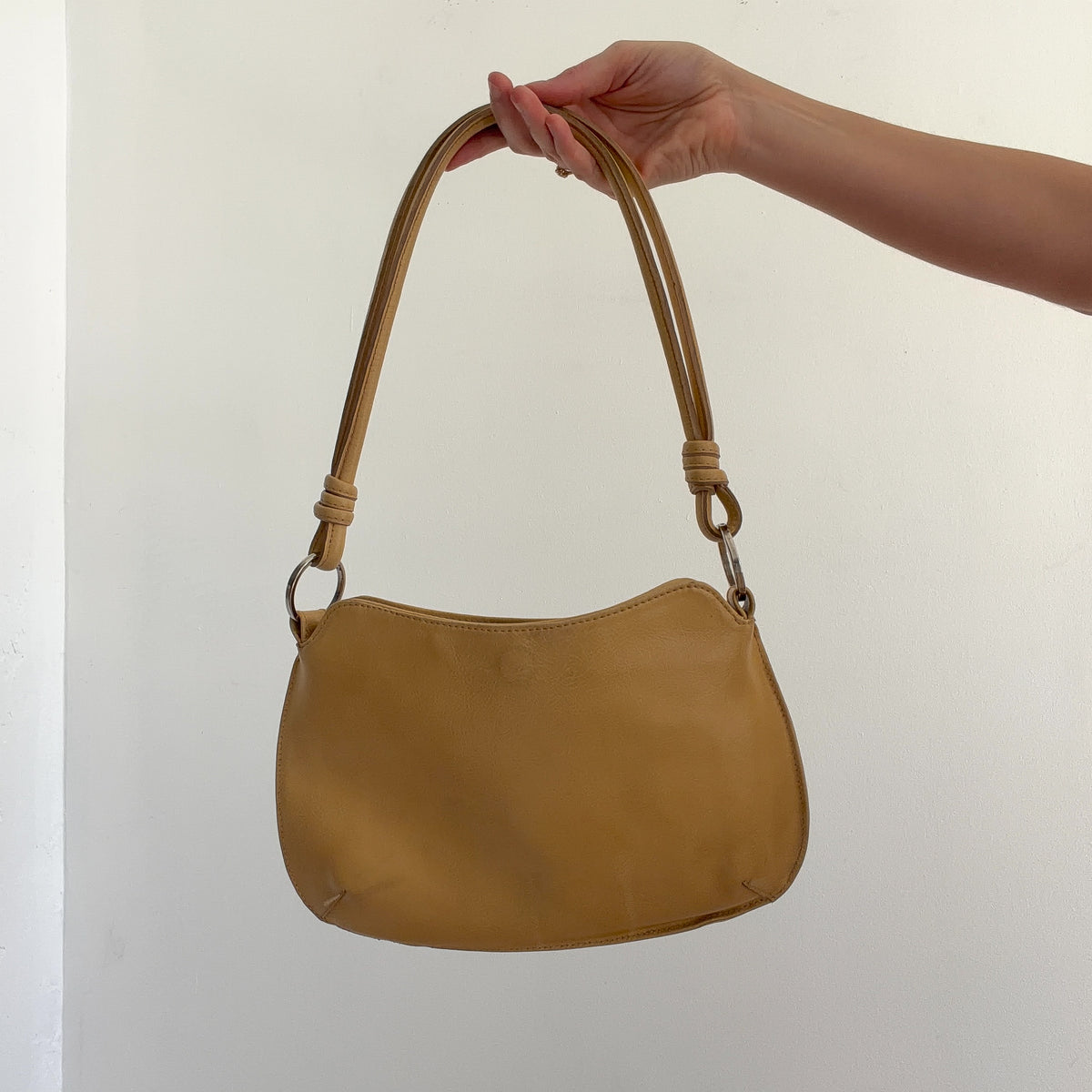 Y2K Italian Honey Leather Rosette Handbag