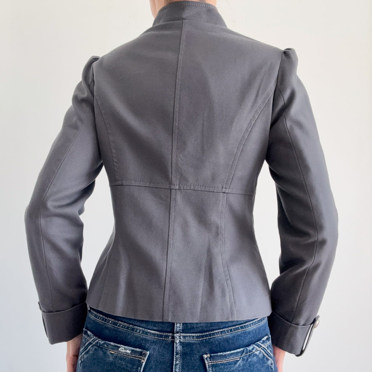 Y2K Grey Military Style Jacket / SZ M