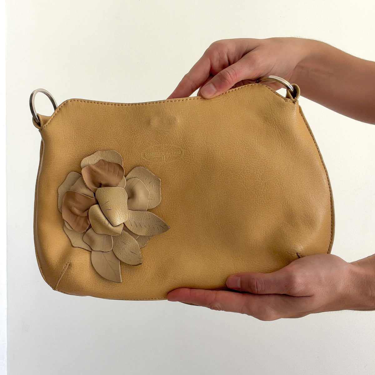 Y2K Italian Honey Leather Rosette Handbag