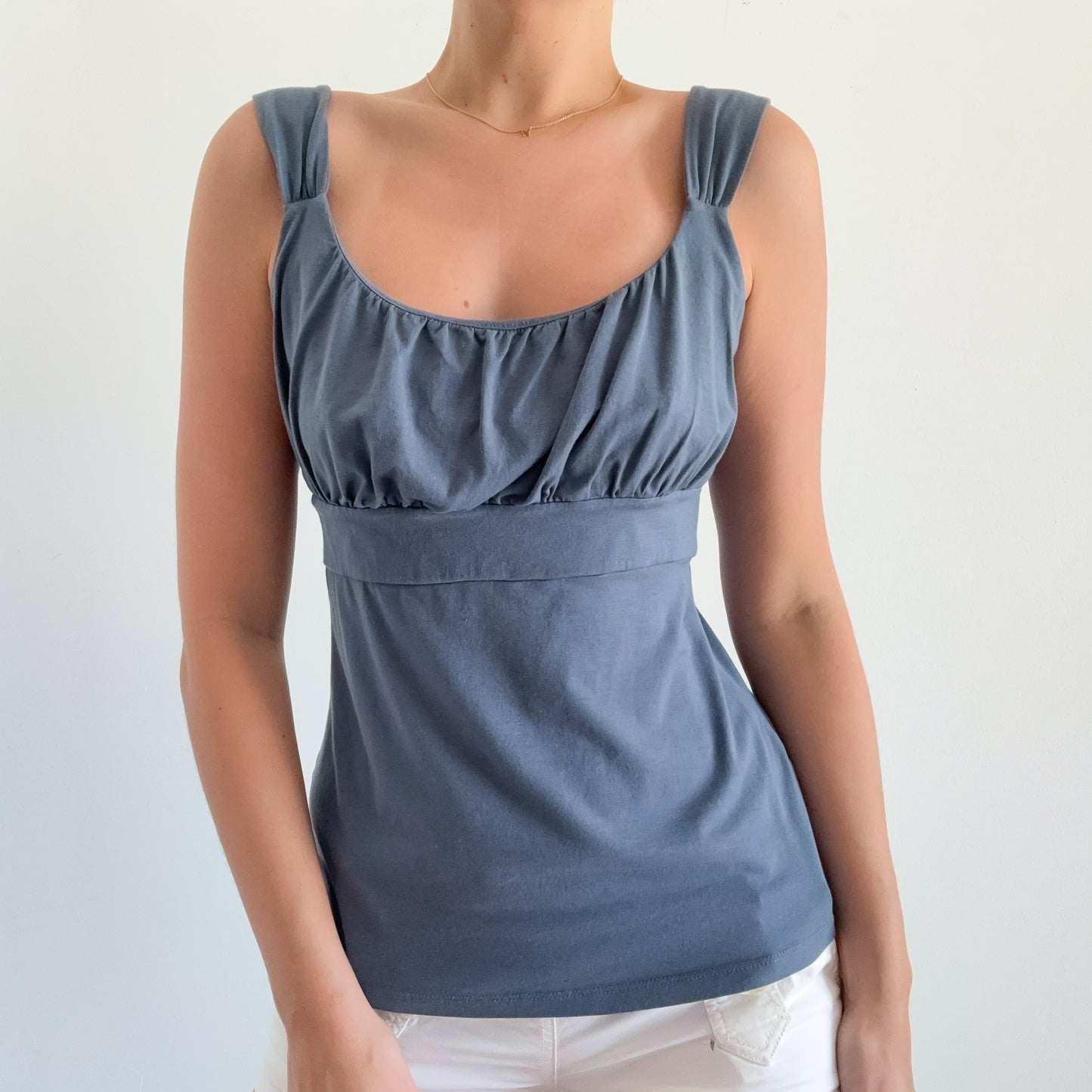 Y2K Slate Blue Scrunch Top / SZ M