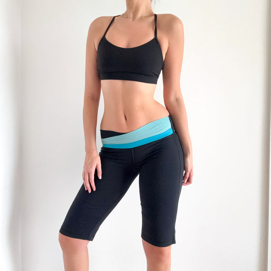 Y2K Black & Blue Workout Crop Capri / SZ S