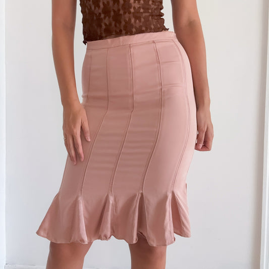 Y2K DKNY Blush Silk Mermaid Skirt / SZ 4/6