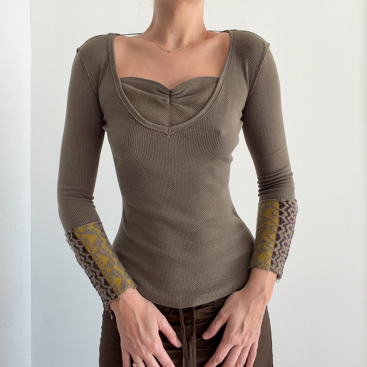 Free People Army Green Thermal Long Sleeve / SZ S/M