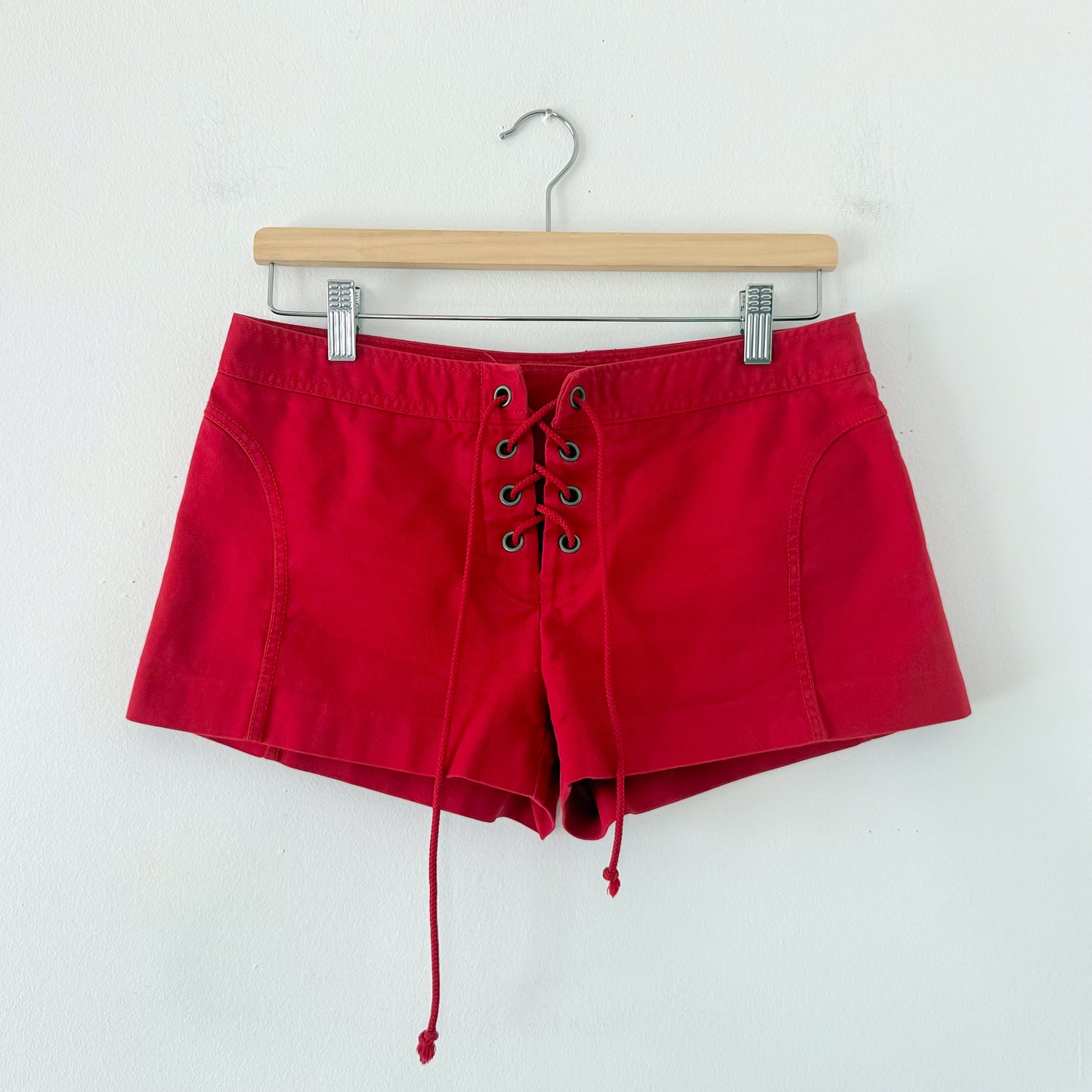 Y2K Red Lace Up Mini Shorts / SZ 4