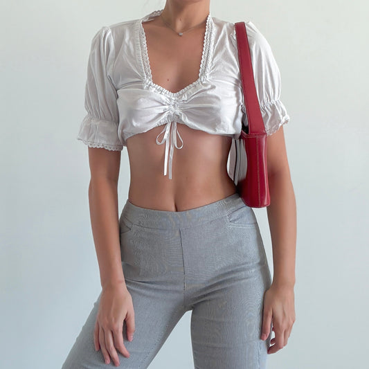 White Cotton Dirndl Top / SZ M