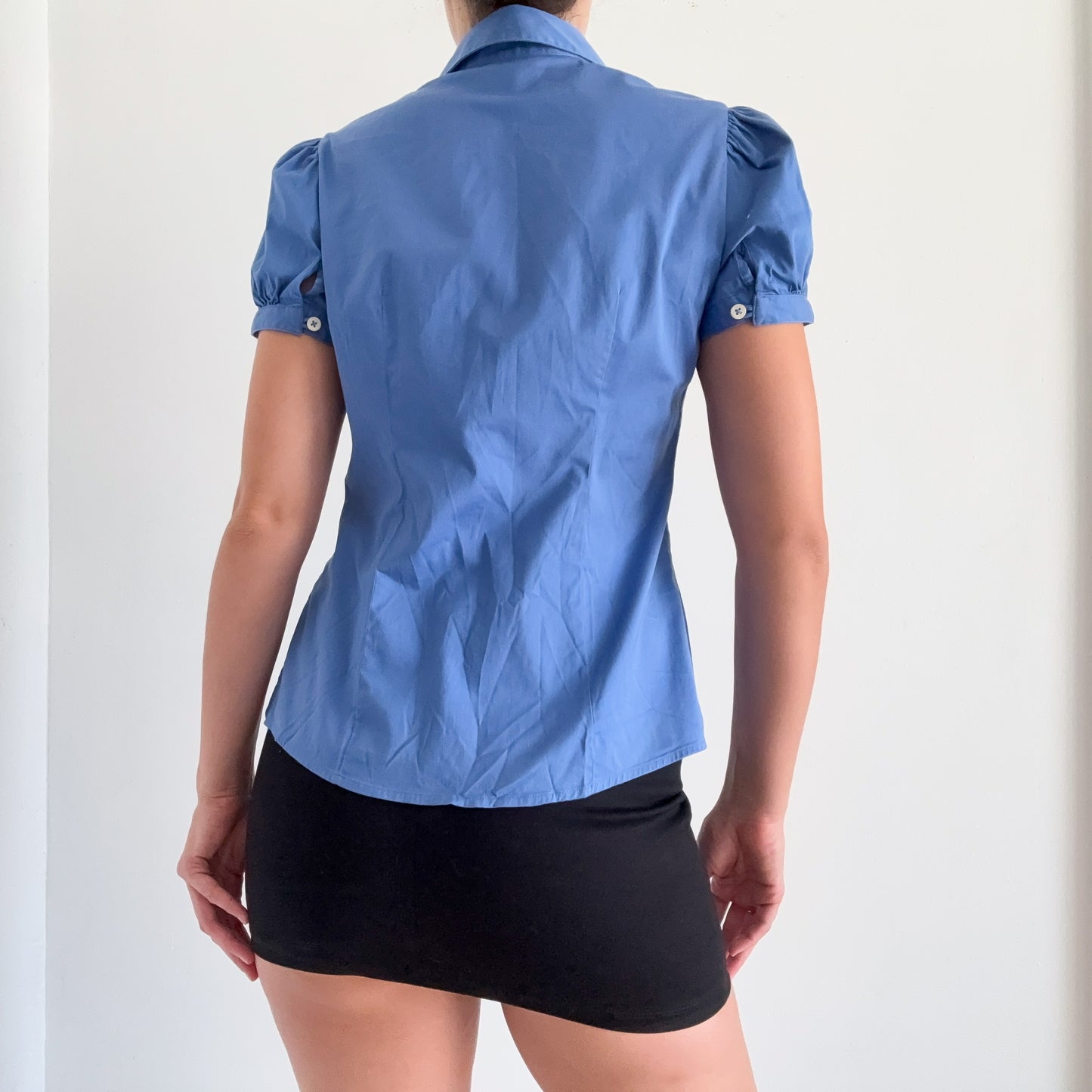 Y2K Cornflower Blue Button Blouse / SZ M
