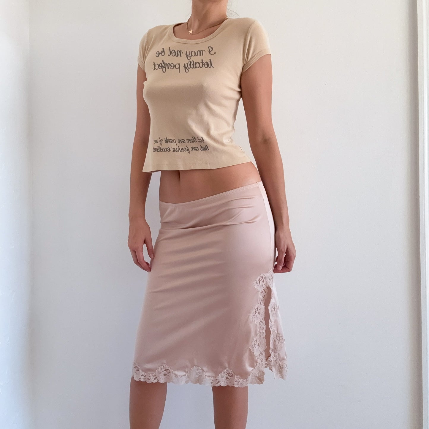 Y2K French Connection Nude Graphic Tee / SZ M