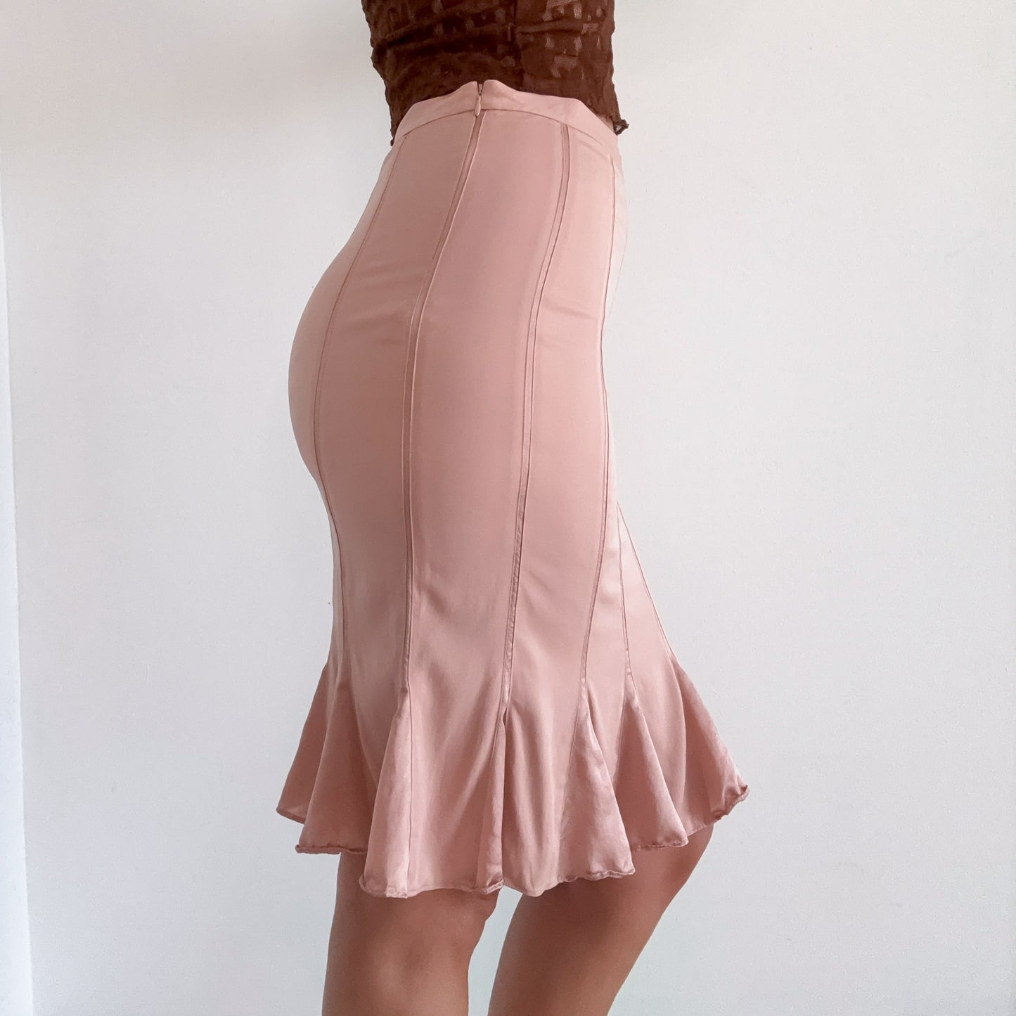 Y2K DKNY Blush Silk Mermaid Skirt / SZ 4/6