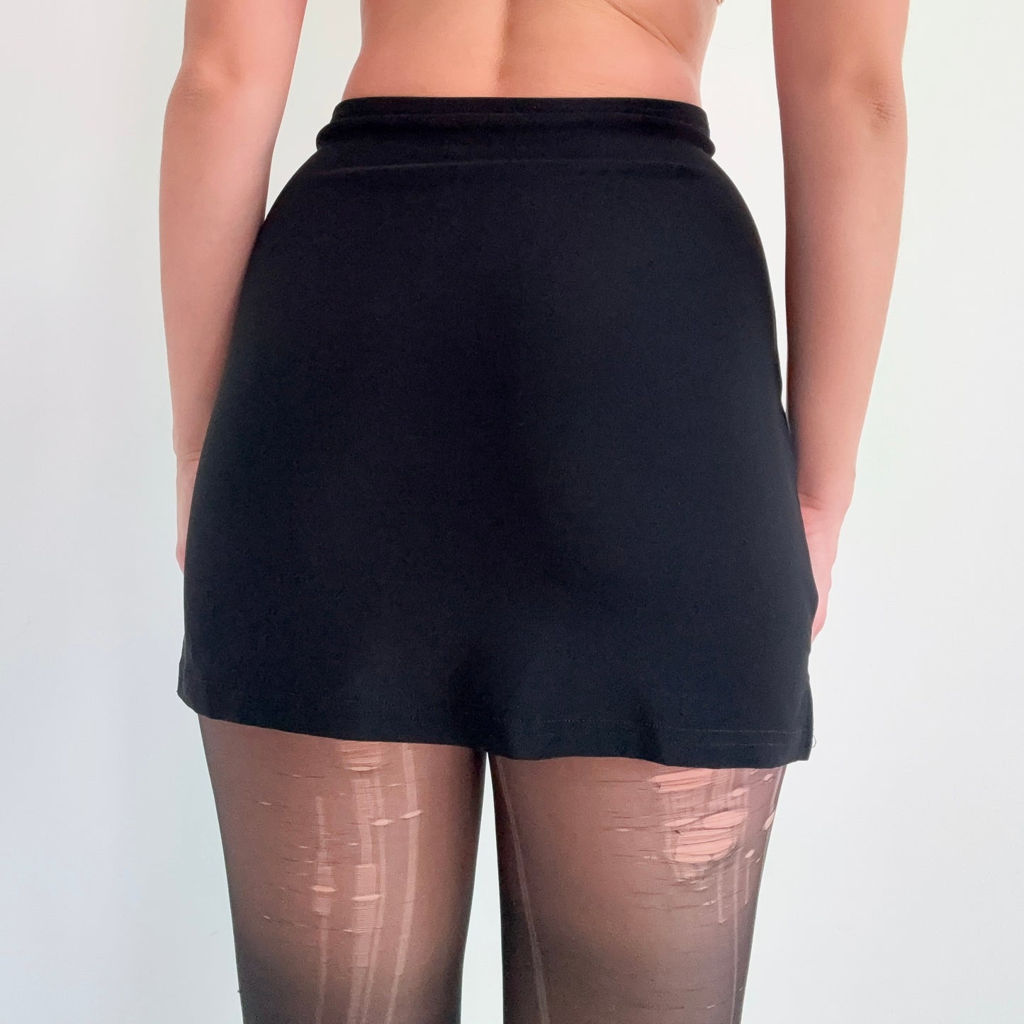 90's Black Slinky Mini Skirt / SZ S-M