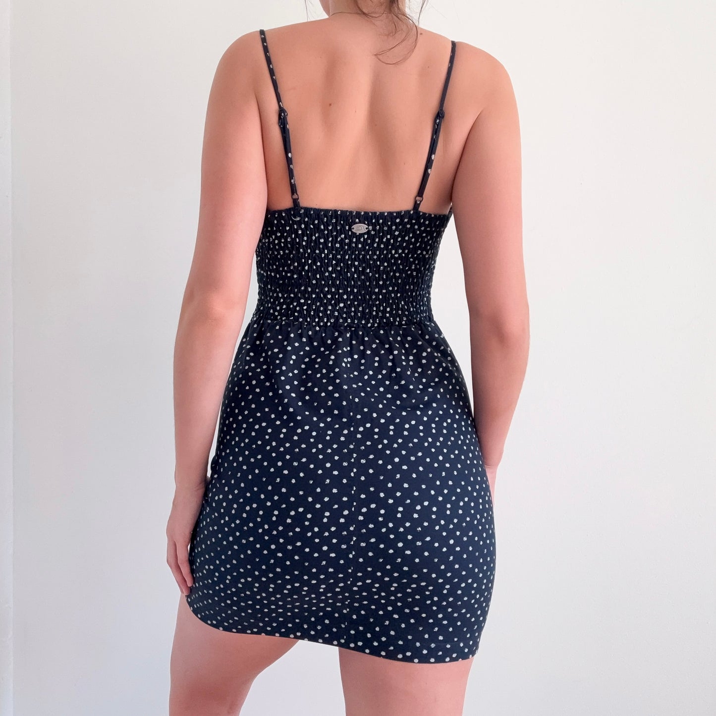 2010's Navy Dot Cotton Mini Dress / SZ S/M