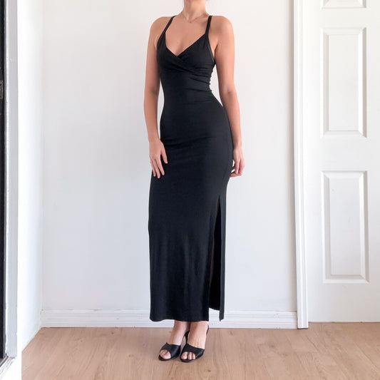 90's Bebe Black Maxi Dress / SZ M