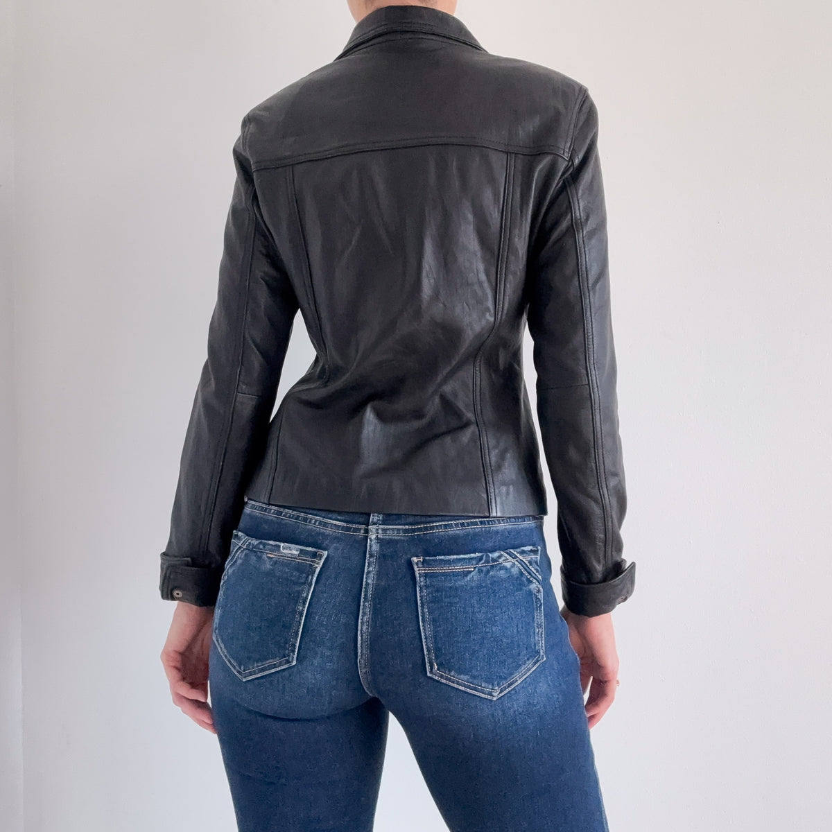 90's Black Leather Blazer Jacket / SZ M