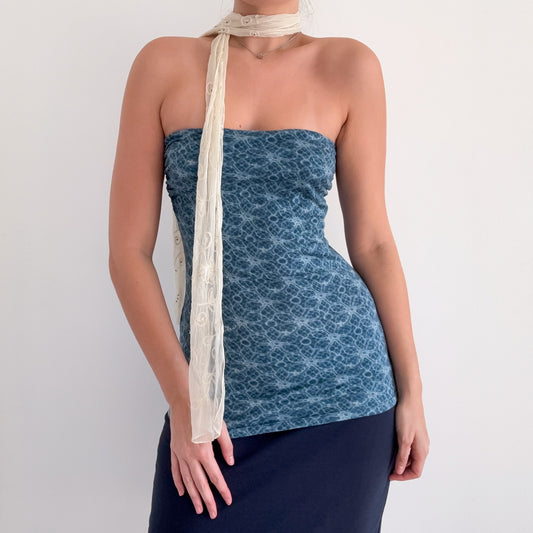 Y2K Express Blue Pool Print Tube Top / SZ S