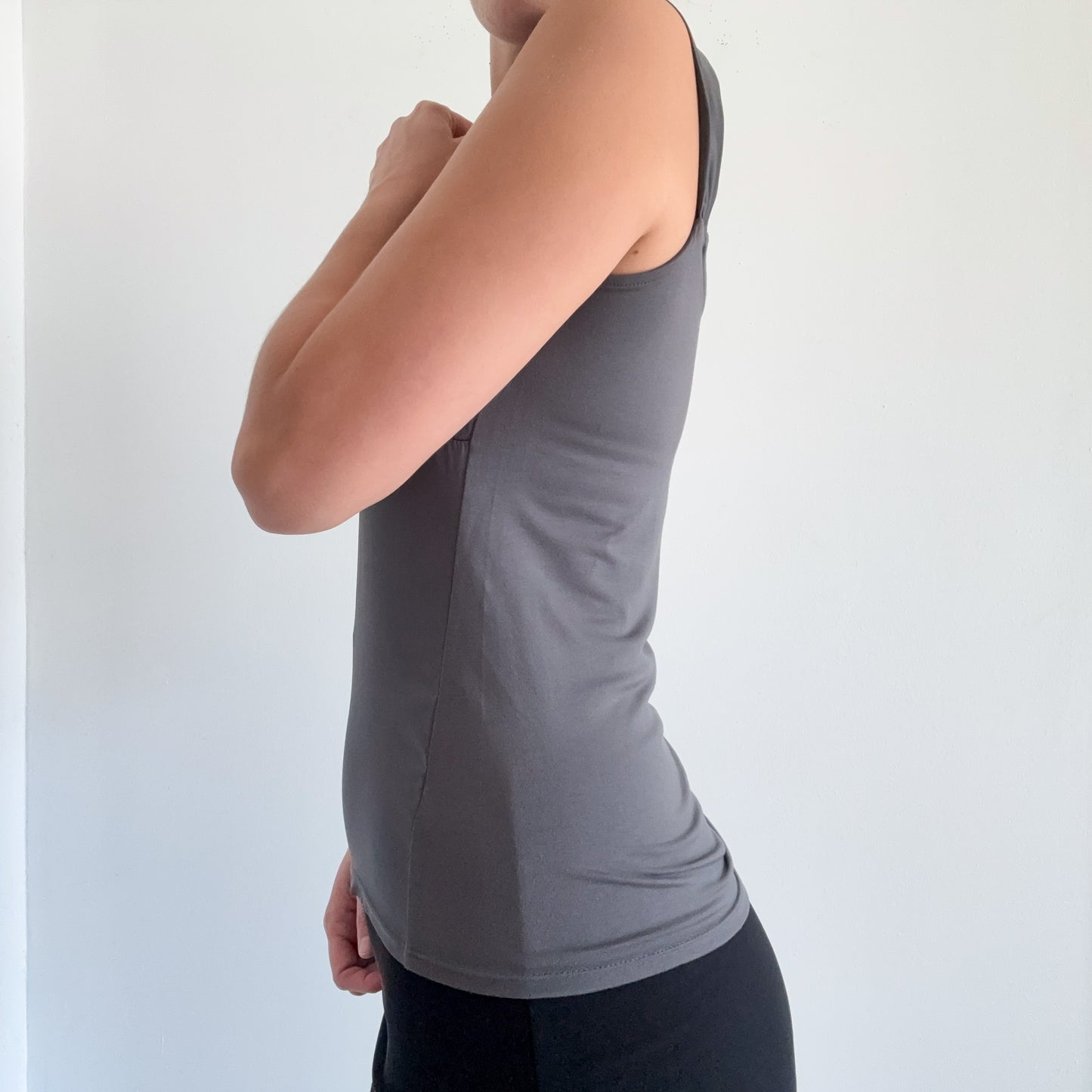 Y2K Dark Grey Silk Top / SZ S