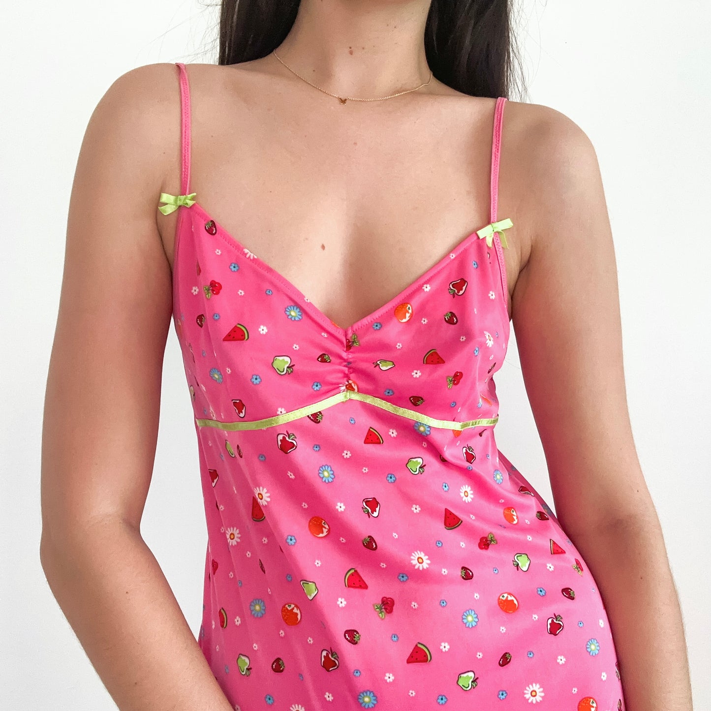 Y2K Hot Pink Fruit Print Nighty / SZ M