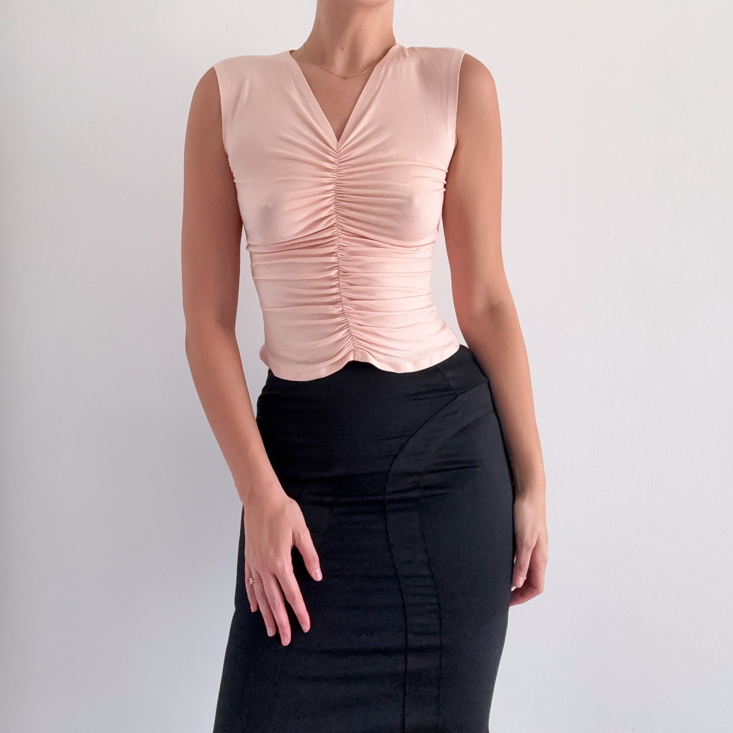 Apricot Pink Ruched Top / SZ S