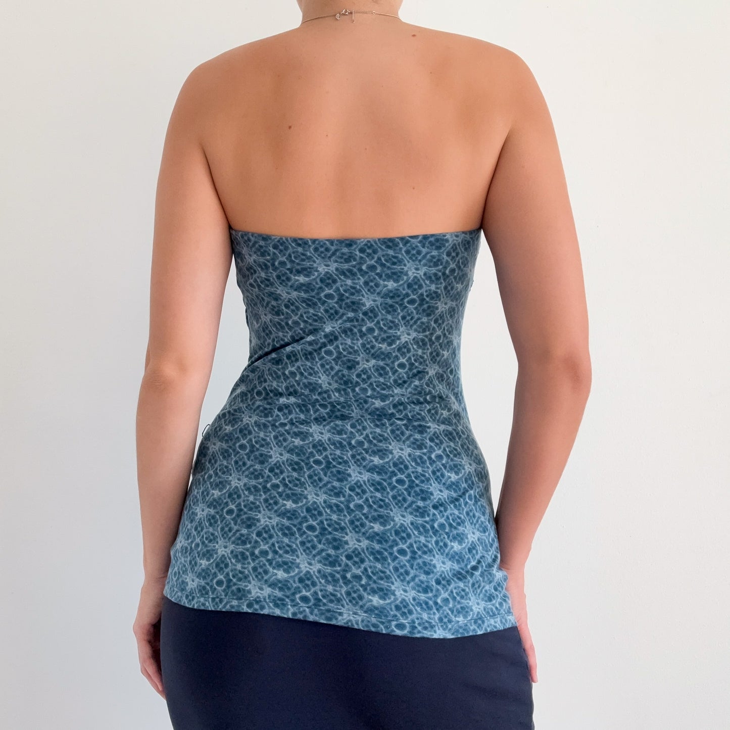 Y2K Express Blue Pool Print Tube Top / SZ S