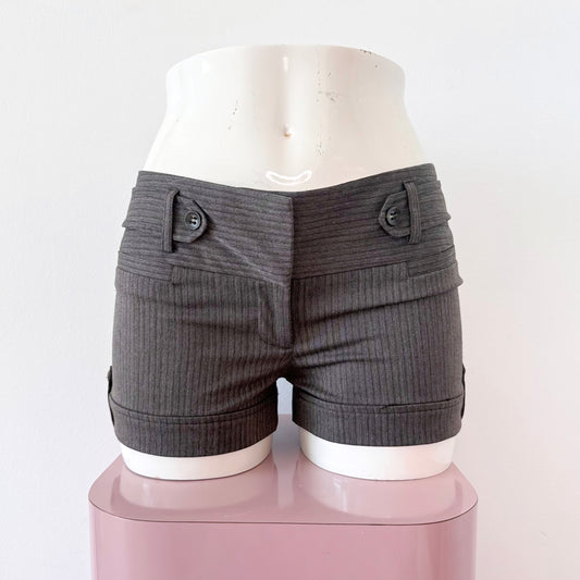 Y2K Brown Pinstriped Work Shorts / SZ 2