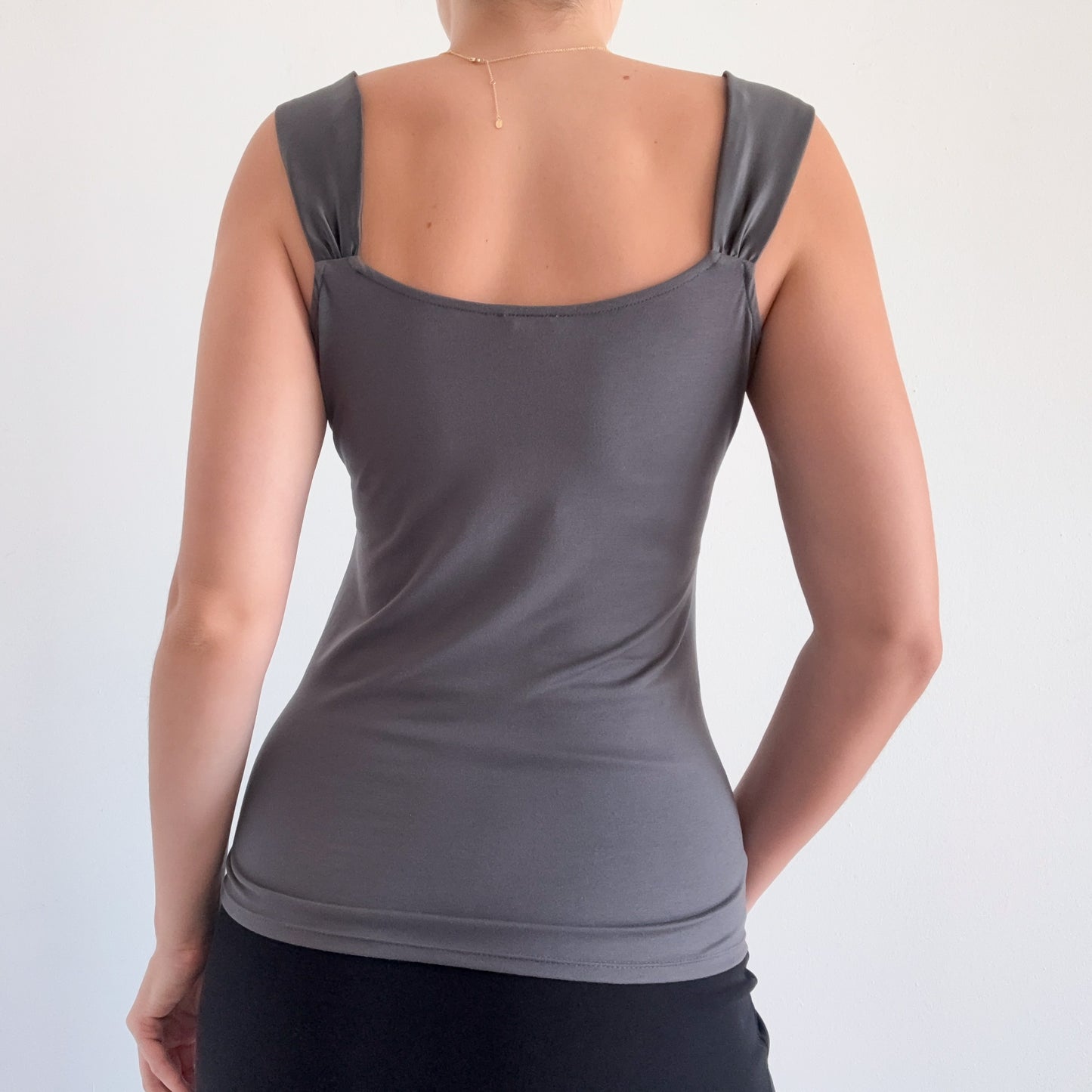 Y2K Dark Grey Silk Top / SZ S