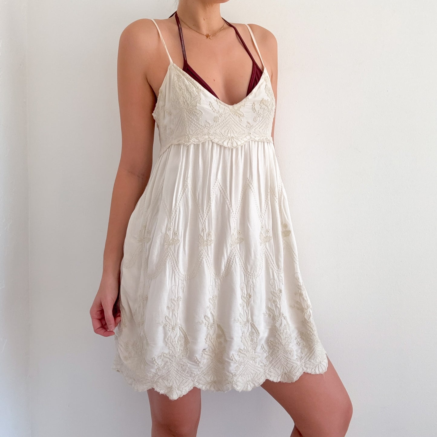 Urban Outfitters Ivory Embroidered Dress / SZ M