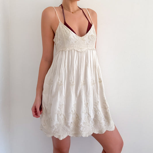 Urban Outfitters Ivory Embroidered Dress / SZ M