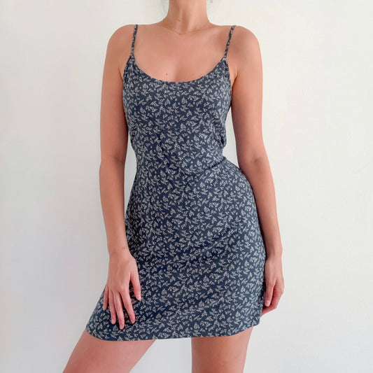 Brandy Melville Dark Blue Floral Mini Dress / SZ S-M