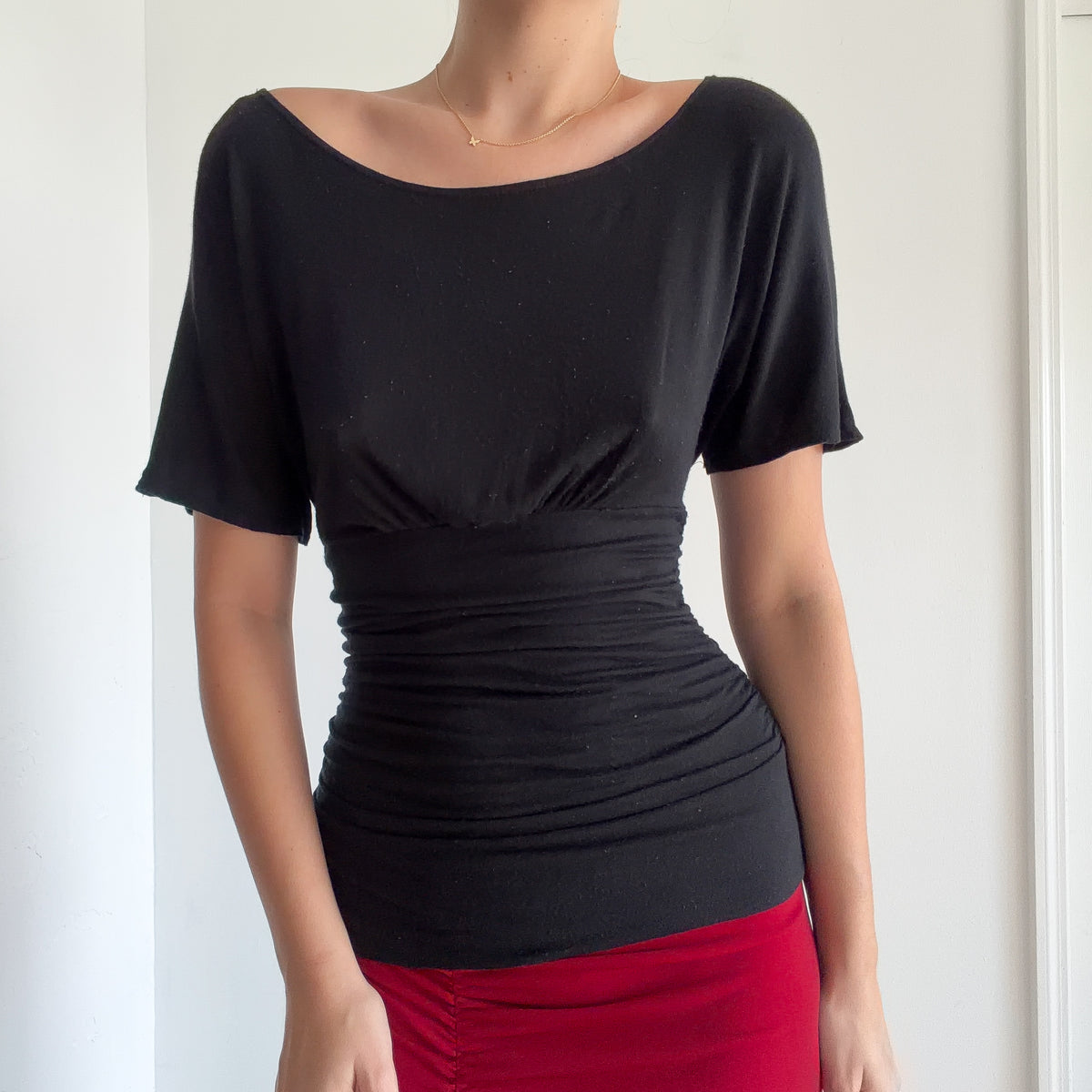 Y2K Black Rayon Slouchy Top / SZ S/M