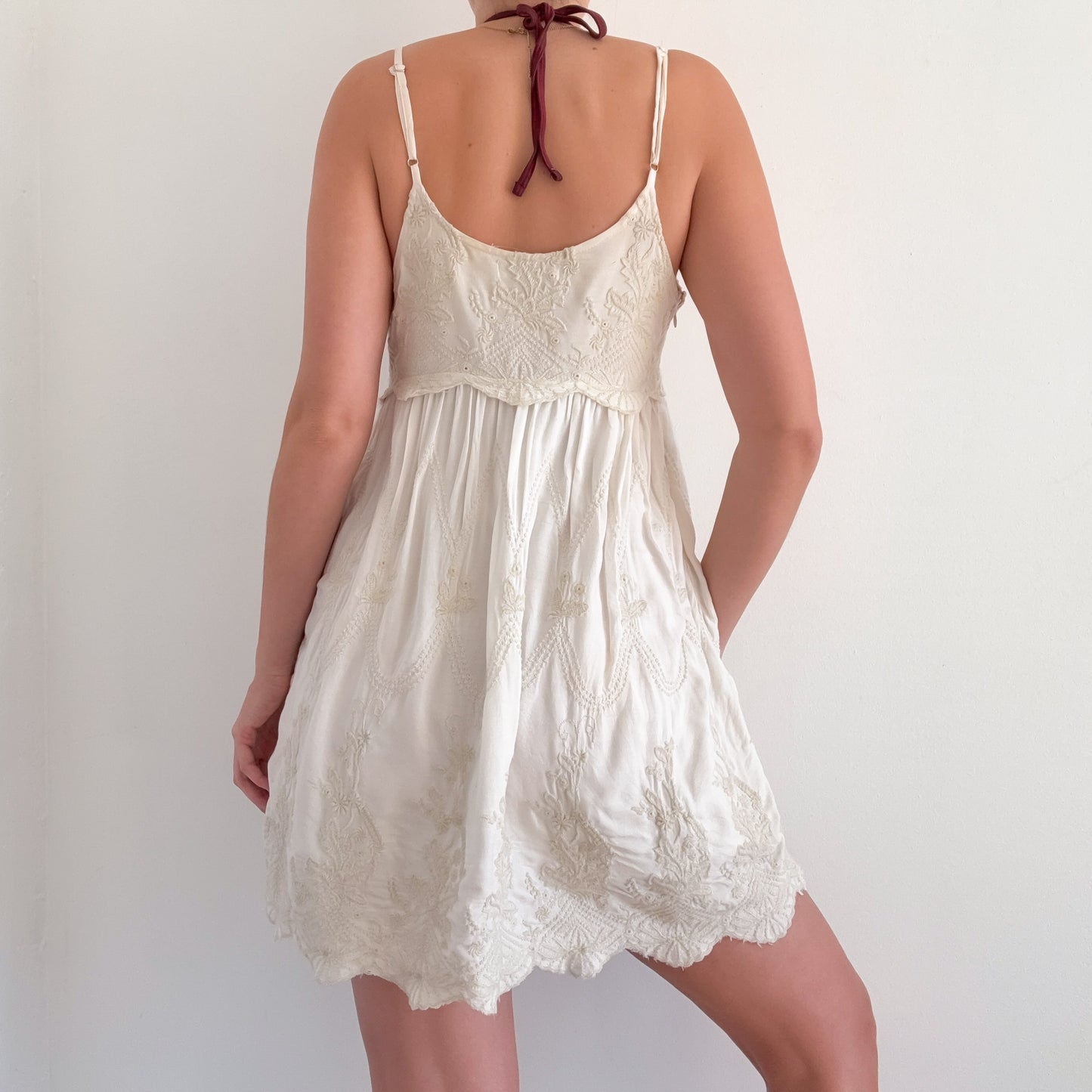 Urban Outfitters Ivory Embroidered Dress / SZ M