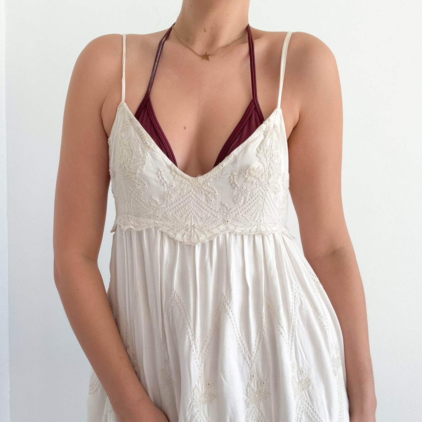 Urban Outfitters Ivory Embroidered Dress / SZ M