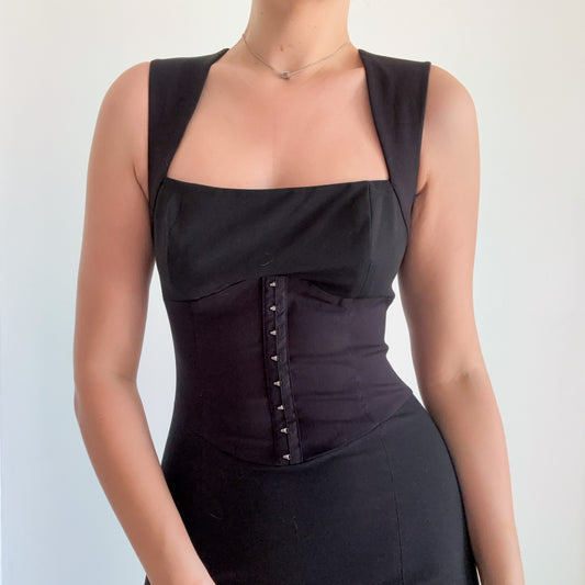 Y2K Black Corset Mini Dress / SZ S