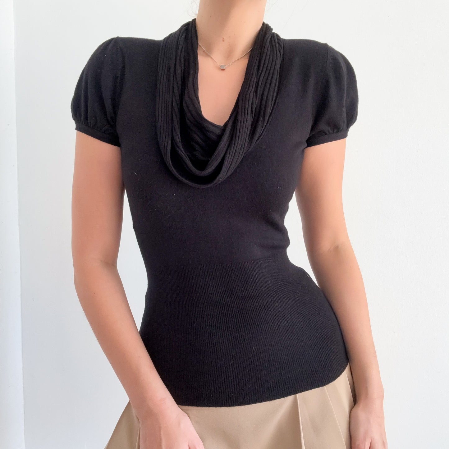 Y2K Express Black Knit Cowl Neck / SZ XS-S