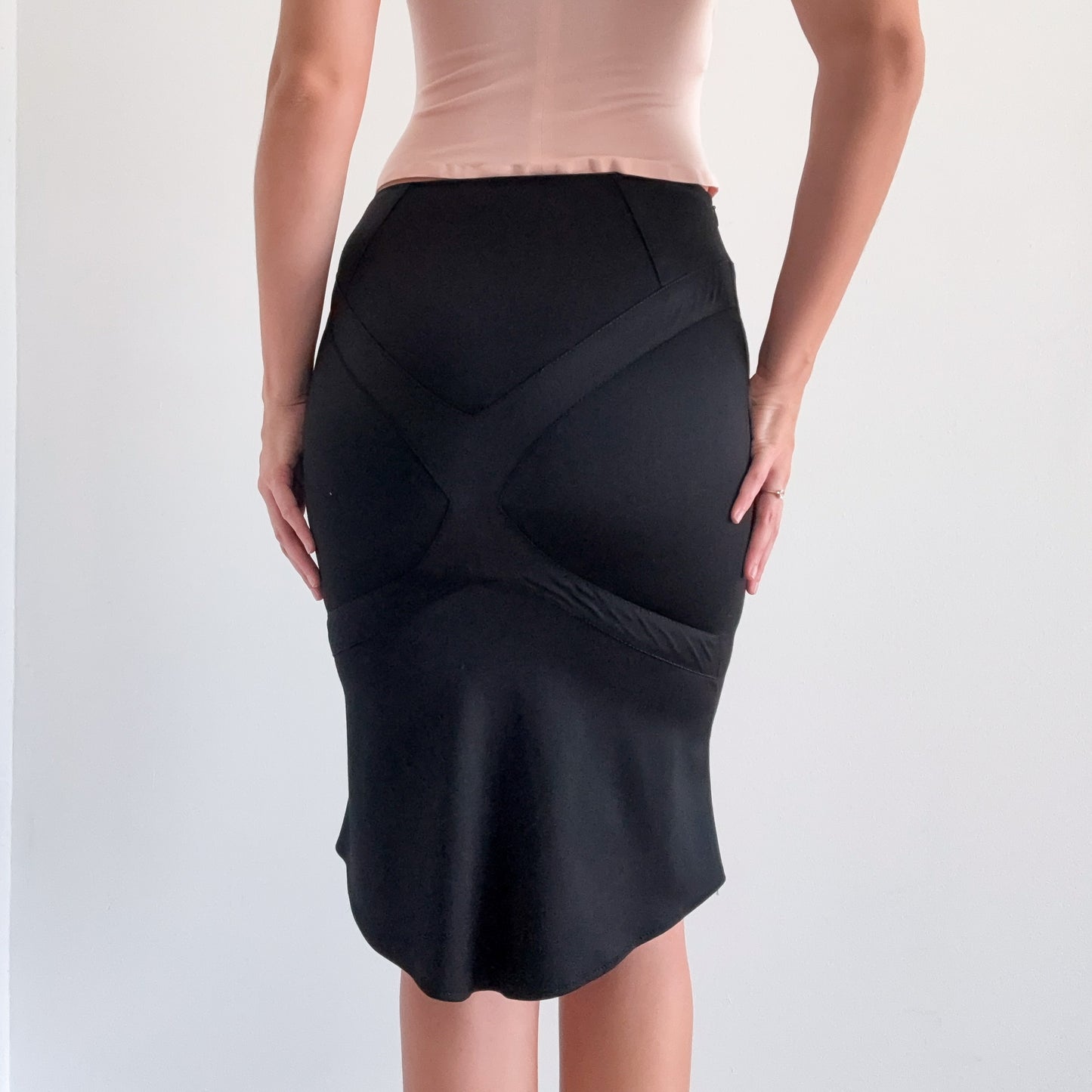 Y2K Italian Black Wool Pencil Skirt / SZ 4/6