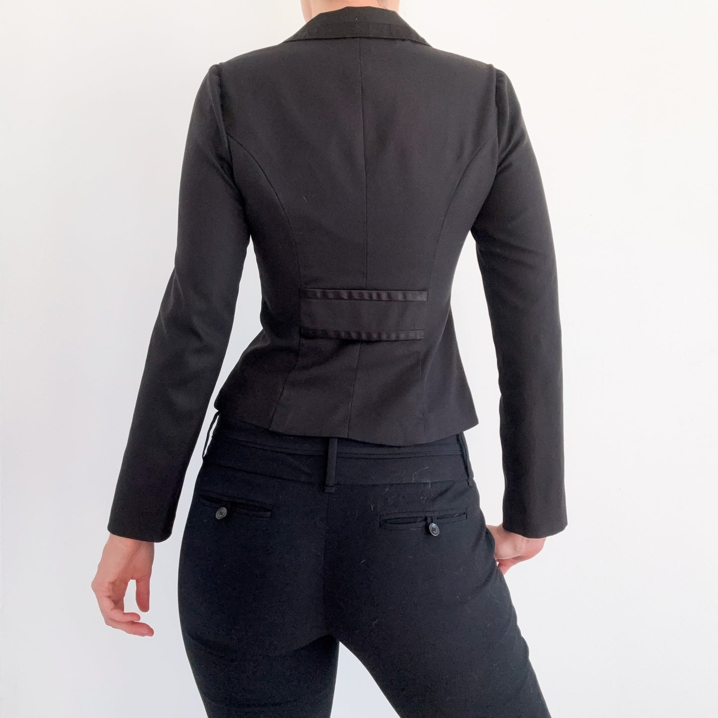 Y2K Black Fitted Satin Trim Blazer / SZ S