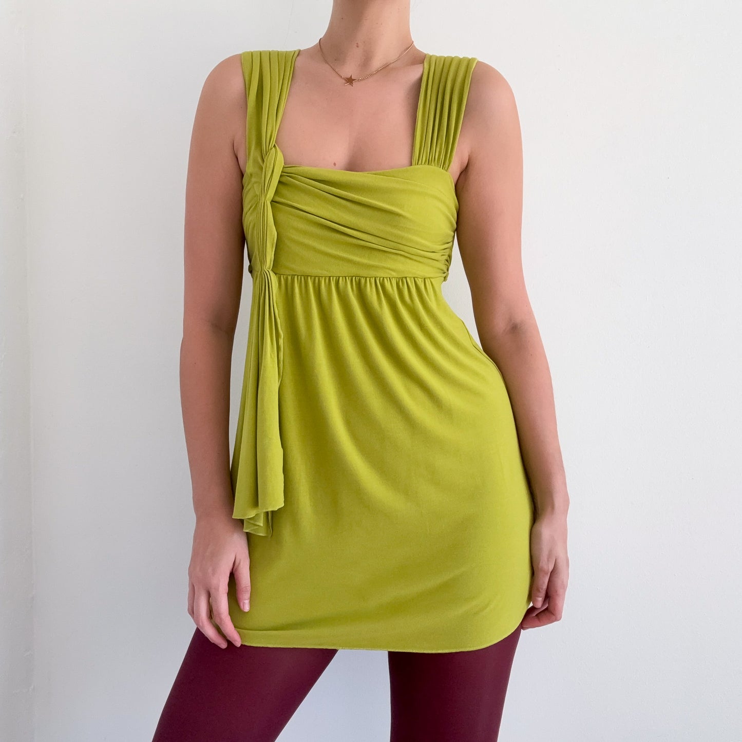 Y2K Chartreuse Mini Dress / SZ S