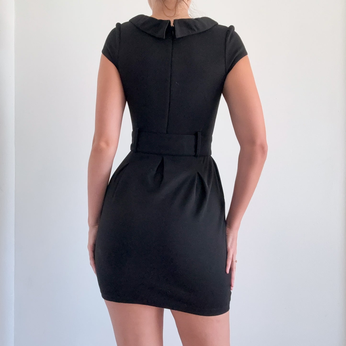 2010's Black Belted Mini Dress / SZ 2/4